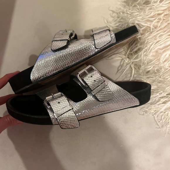Isabel Marant Lenyo Silver snake effect slides - Size 7 US - Picture 14 of 14